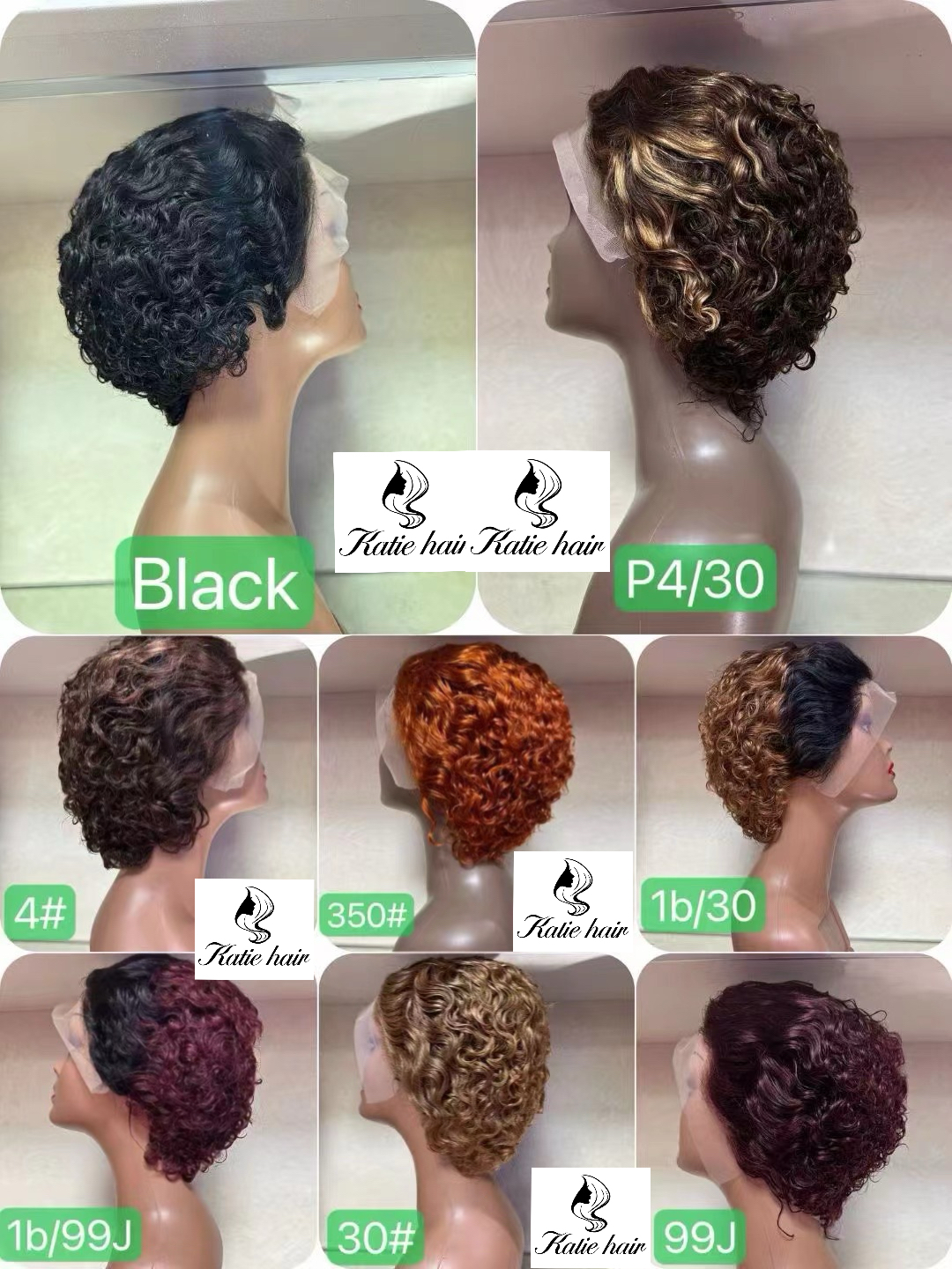 Curly pixie cut 13*4 full frontal wig