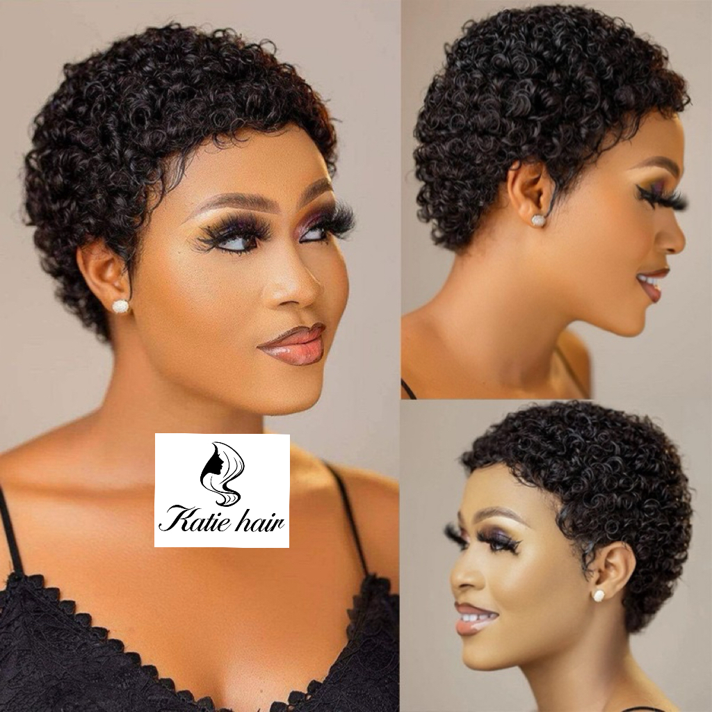 Hot selling pixie curly wig real human hair