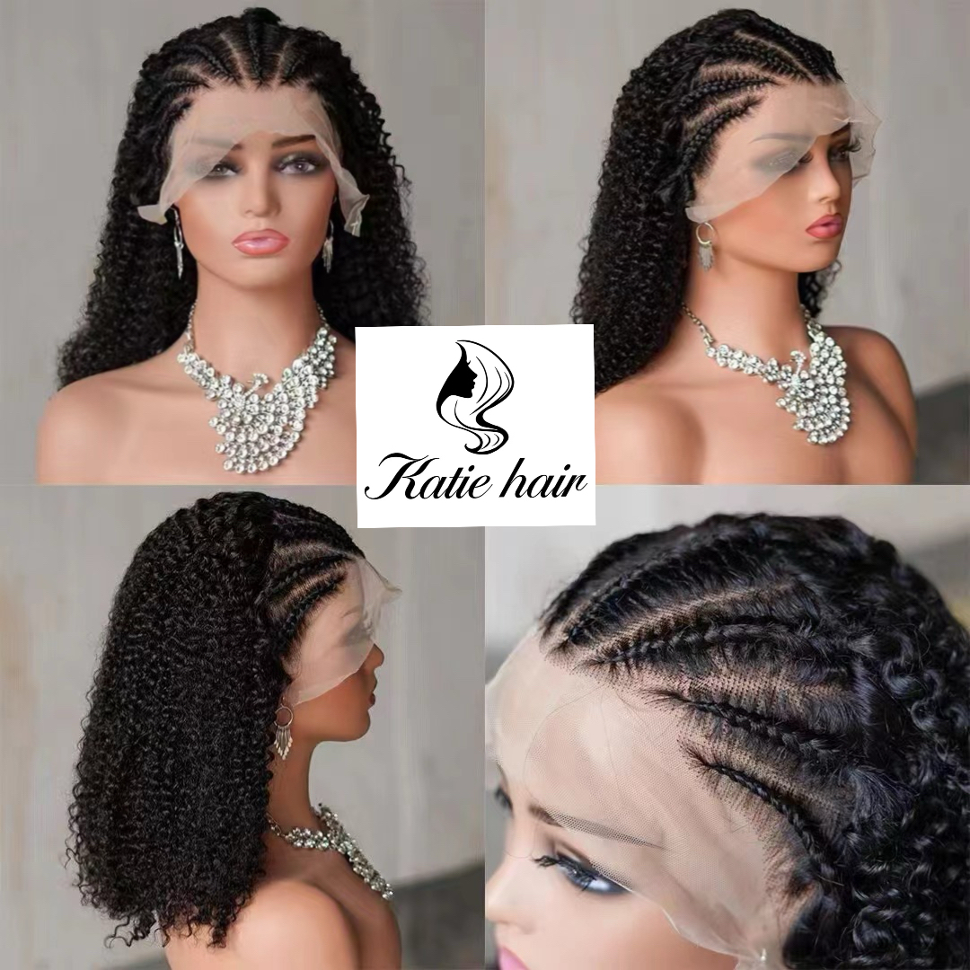 Braid 13*4 full frontal curly wig raw human hair