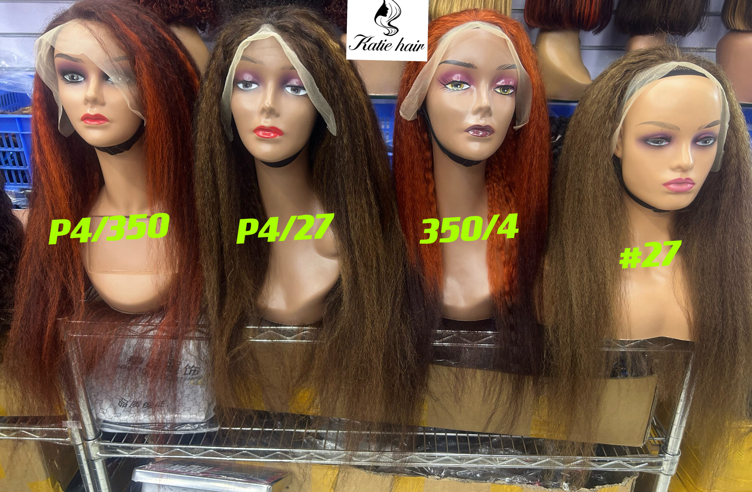 Hot sell 100% human color hair kinky straight 13*4 full frontal wig