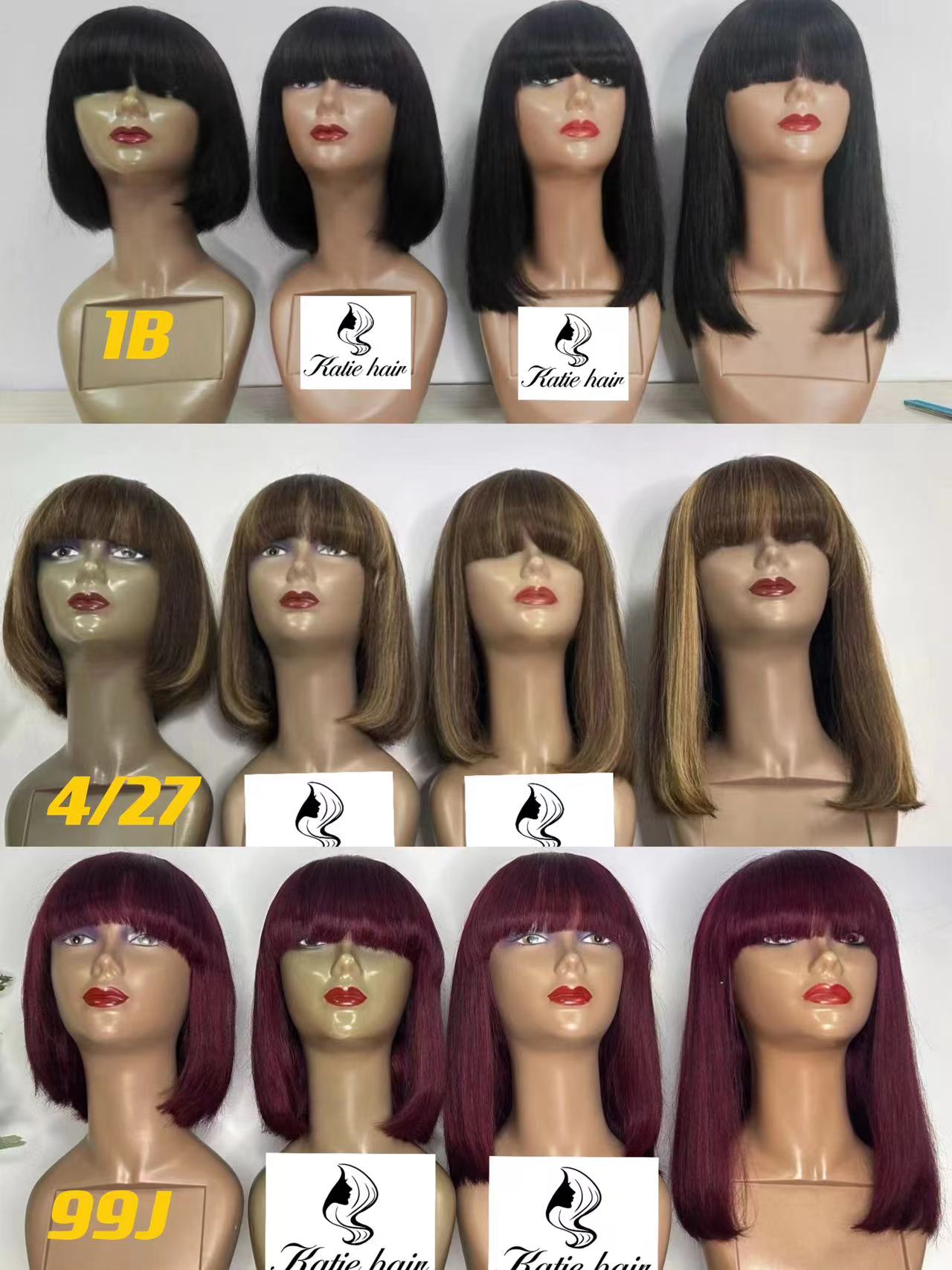 Factory wig fringe straight human hair 100% natural hair