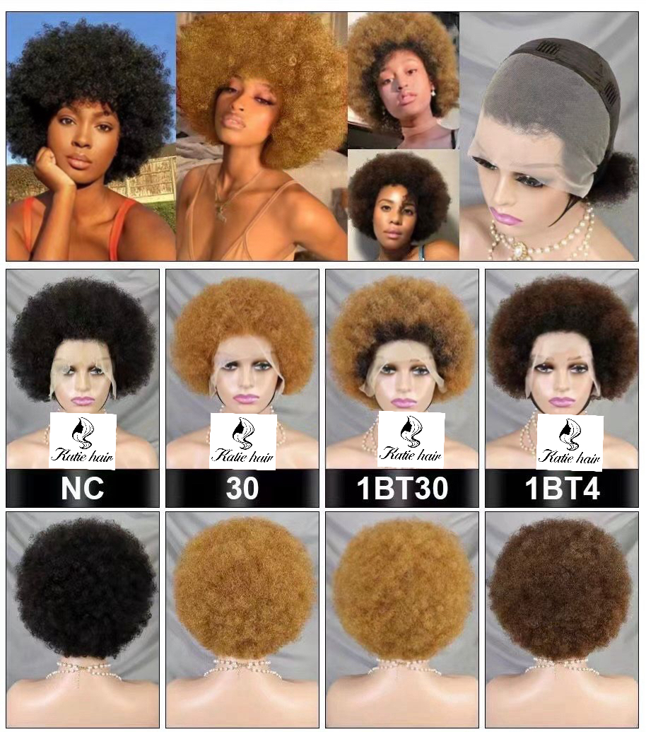 African kinky afro short full frontal wig wholesale price