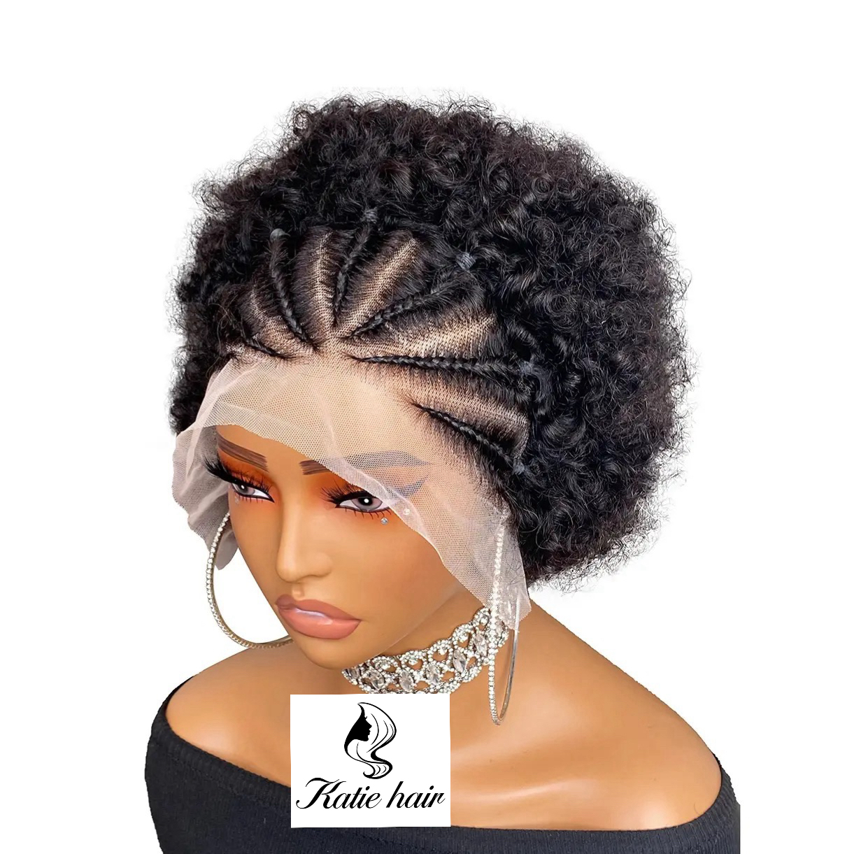 Braid kinky curly afro 13*4 lace front wig human hair