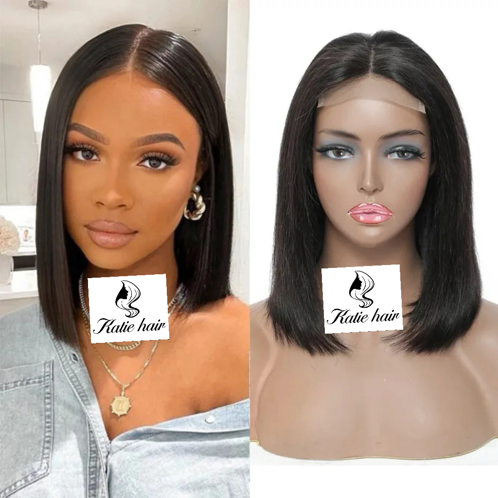 Straight 4*4 closure wig 100% human hair