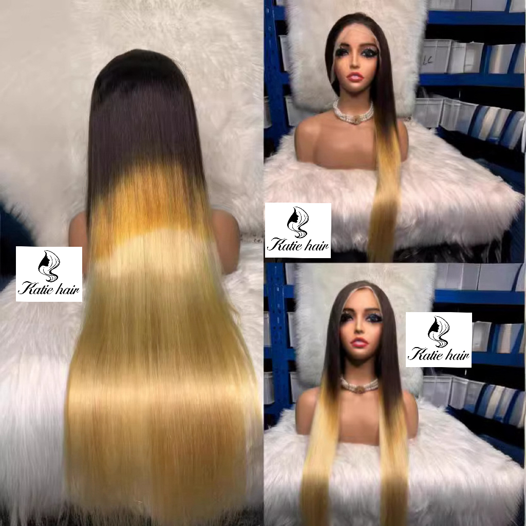 Fashionable 4/yellow/613 color Lace frontal wig 100% human hair