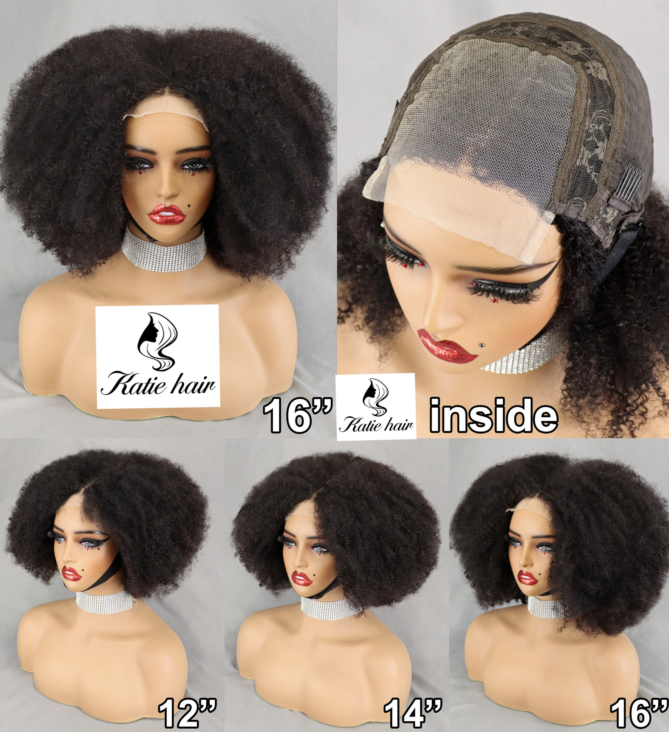 Density300% 4*4 Kinky afro closure wig 100% origial hair