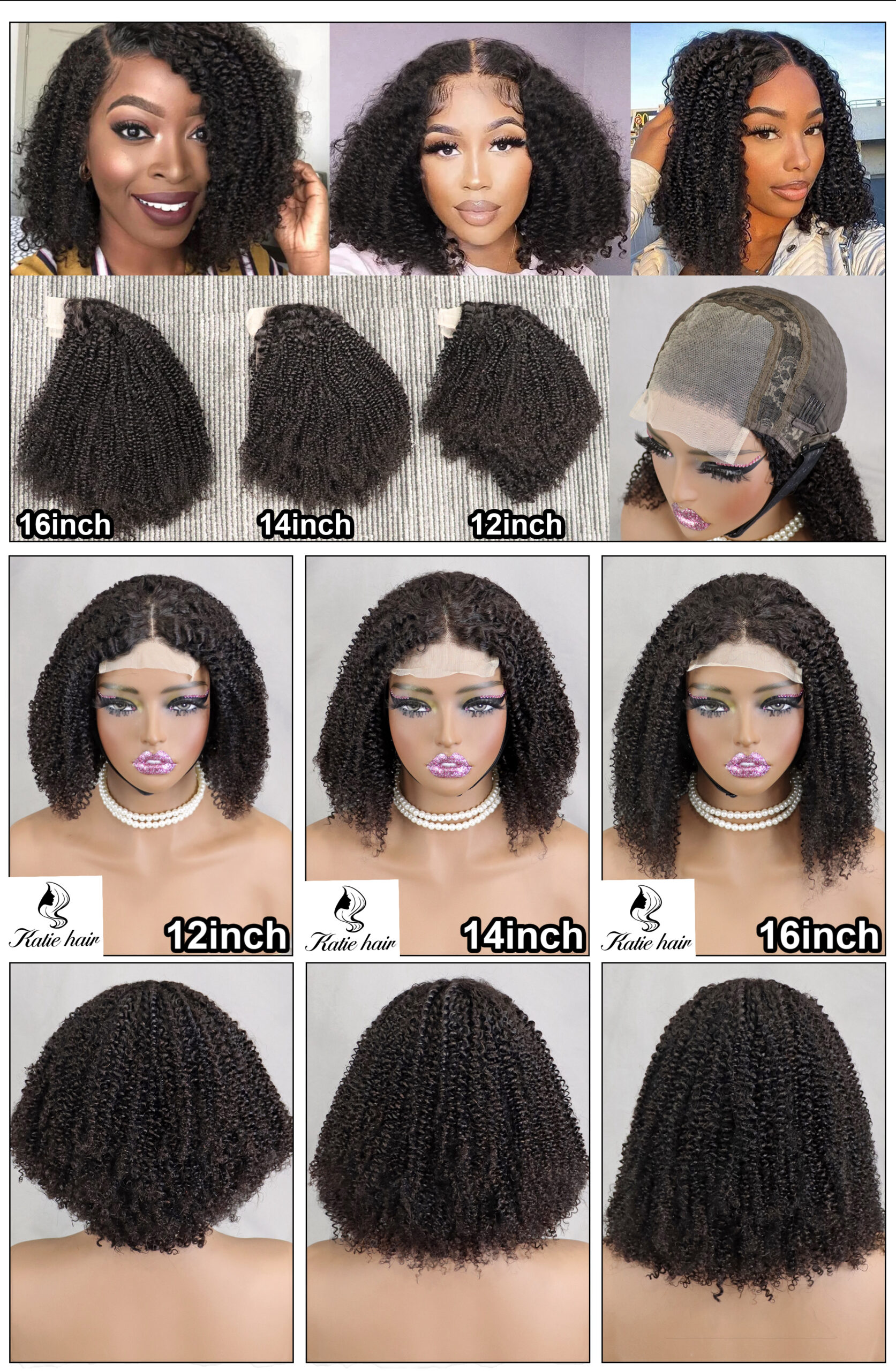 New arrival 4*4 Bob kinky curly closure wig